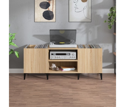 Mueble discos madera contrachapada roble sonoma 121x38x48 cm