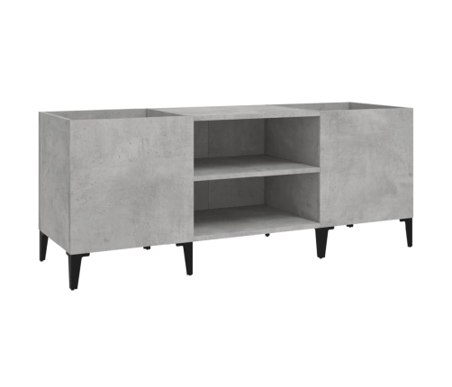 Mueble discos madera contrachapada gris hormigón 121x38x48 cm