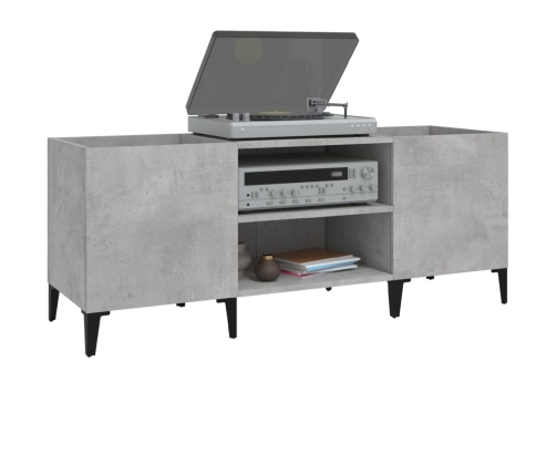 Mueble discos madera contrachapada gris hormigón 121x38x48 cm