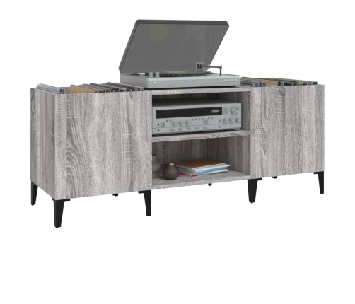 Mueble para discos madera contrachapada gris sonoma 121x38x48cm