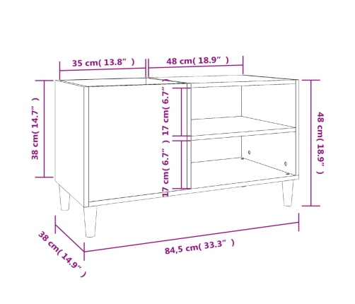 Mueble para discos madera contrachapada blanco 84,5x38x48 cm