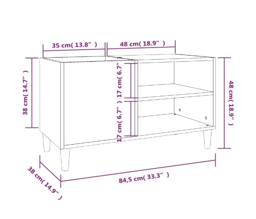 Mueble para discos madera contrachapada negro 84,5x38x48 cm