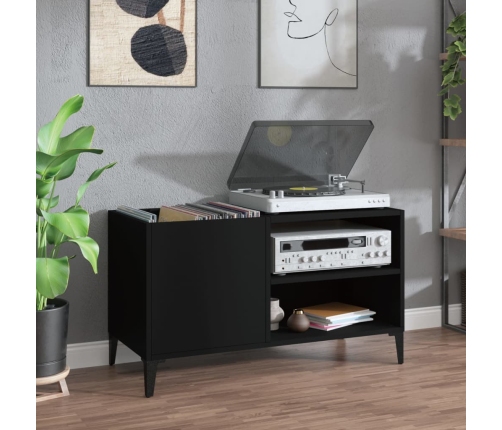 Mueble para discos madera contrachapada negro 84,5x38x48 cm