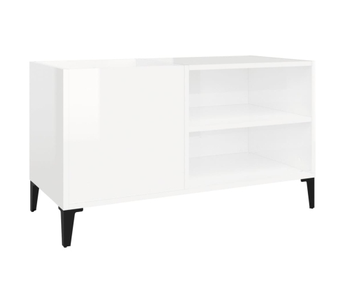 Mueble discos madera contrachapada blanco brillo 84,5x38x48 cm