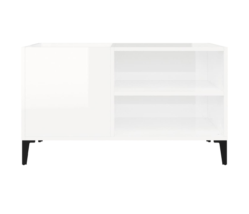 Mueble discos madera contrachapada blanco brillo 84,5x38x48 cm