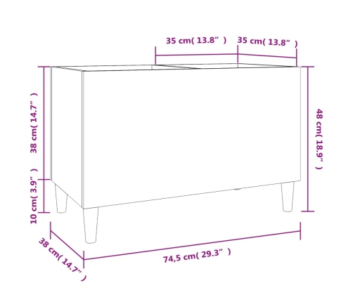 Mueble para discos madera contrachapada negro 74,5x38x48 cm