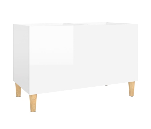 Mueble discos madera contrachapada blanco brillo 74,5x38x48 cm