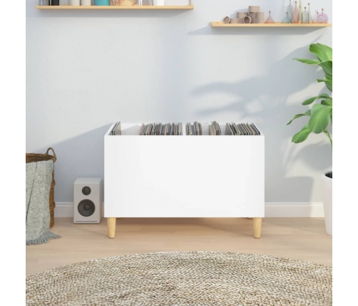 Mueble discos madera contrachapada blanco brillo 74,5x38x48 cm