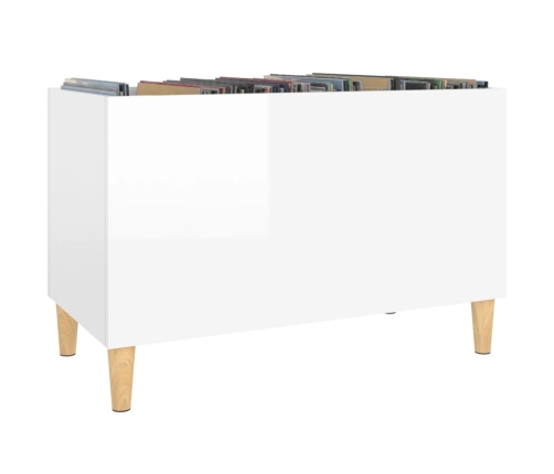 Mueble discos madera contrachapada blanco brillo 74,5x38x48 cm