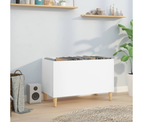 Mueble discos madera contrachapada blanco brillo 74,5x38x48 cm