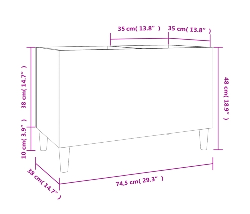 Mueble discos madera contrachapada roble Sonoma 74,5x38x48 cm