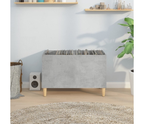 Mueble discos madera contrachapada gris hormigón 74,5x38x48 cm