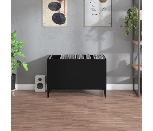 Mueble para discos madera contrachapada negro 74,5x38x48 cm