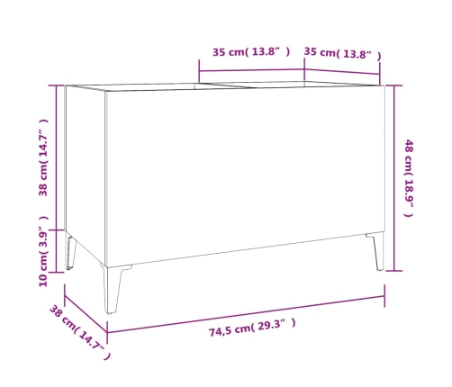 Mueble para discos madera contrachapada negro 74,5x38x48 cm