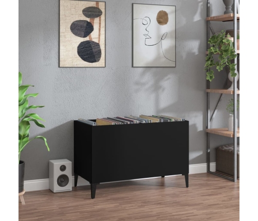 Mueble para discos madera contrachapada negro 74,5x38x48 cm