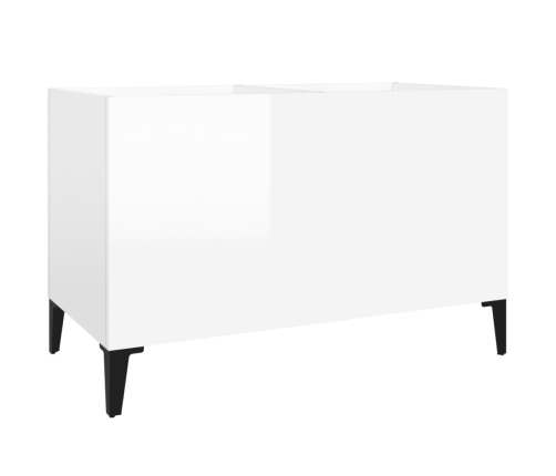 Mueble discos madera contrachapada blanco brillo 74,5x38x48 cm