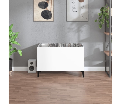 Mueble discos madera contrachapada blanco brillo 74,5x38x48 cm