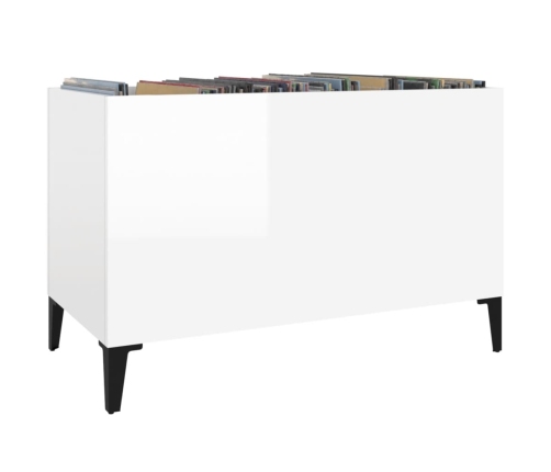 Mueble discos madera contrachapada blanco brillo 74,5x38x48 cm