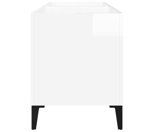 Mueble discos madera contrachapada blanco brillo 74,5x38x48 cm