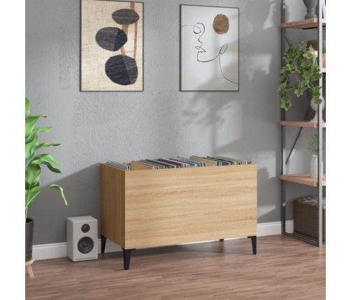 Mueble discos madera contrachapada roble Sonoma 74,5x38x48 cm