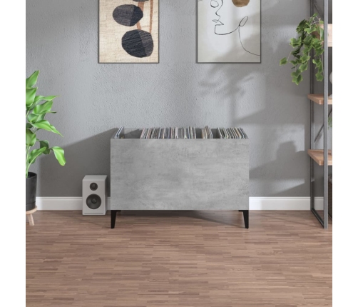 Mueble discos madera contrachapada gris hormigón 74,5x38x48 cm