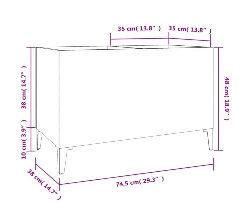 Mueble discos madera contrachapada gris hormigón 74,5x38x48 cm