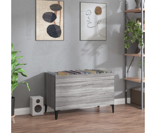 Mueble discos madera contrachapada gris sonoma 74,5x38x48 cm