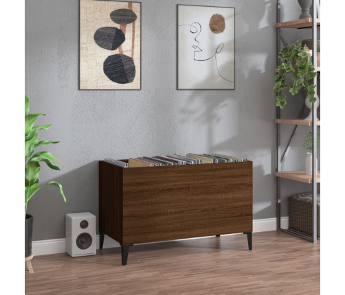 Mueble discos madera contrachapada roble marrón 74,5x38x48 cm