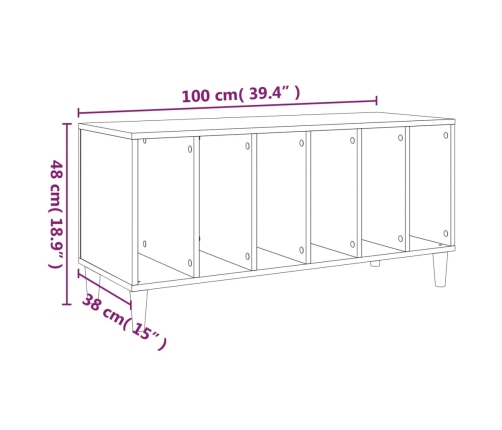 Mueble para discos madera contrachapada blanco 100x38x48 cm