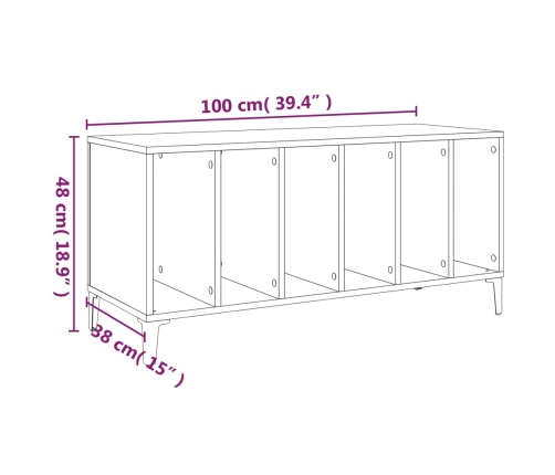 Mueble para discos madera contrachapada negro 100x38x48 cm