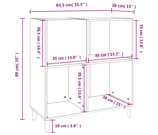 Mueble para discos madera contrachapada blanco 84,5x38x89 cm