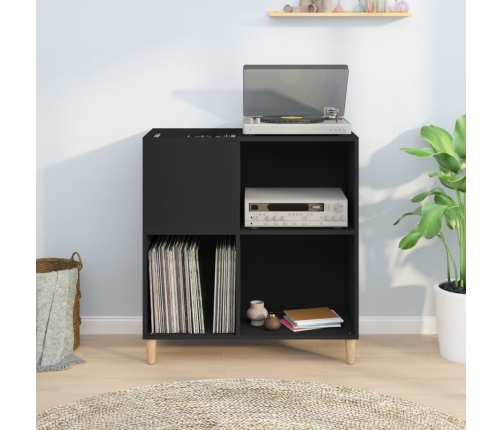 Mueble para discos madera contrachapada negro 84,5x38x89 cm