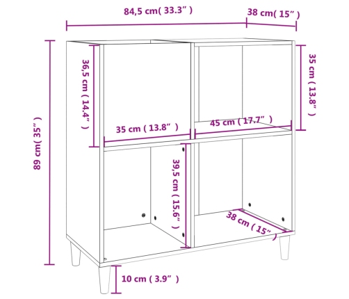 Mueble para discos madera contrachapada negro 84,5x38x89 cm