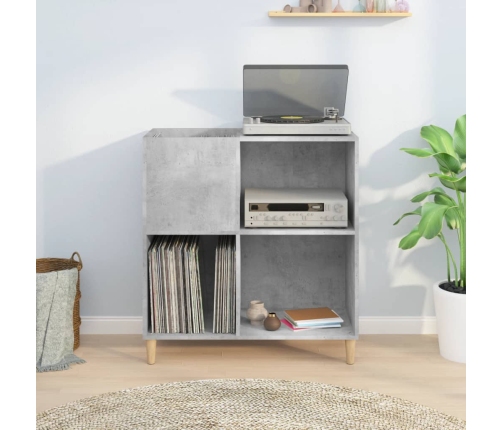 Mueble discos madera contrachapada gris hormigón 84,5x38x89 cm