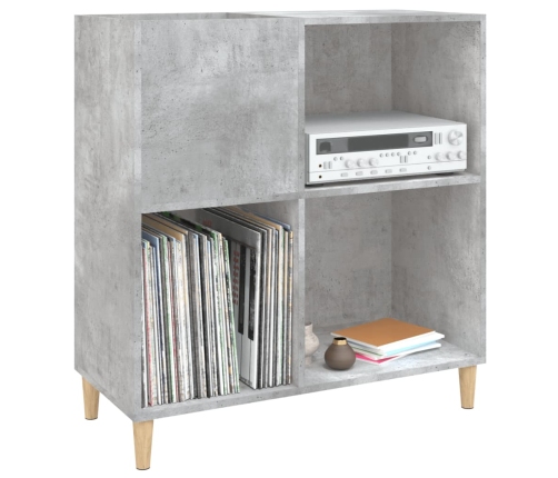 Mueble discos madera contrachapada gris hormigón 84,5x38x89 cm