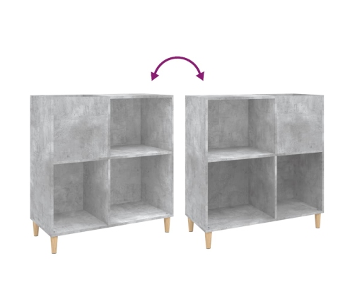 Mueble discos madera contrachapada gris hormigón 84,5x38x89 cm