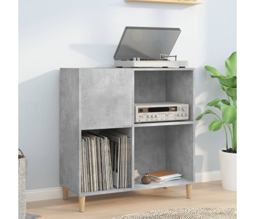 Mueble discos madera contrachapada gris hormigón 84,5x38x89 cm