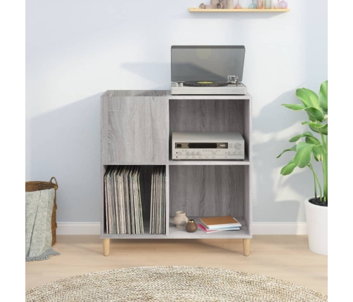 Mueble discos madera contrachapada gris Sonoma 84,5x38x89 cm