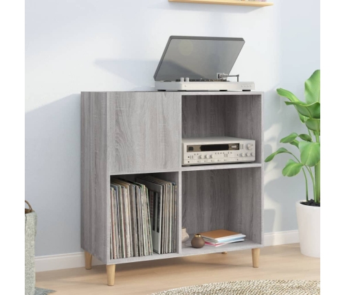 Mueble discos madera contrachapada gris Sonoma 84,5x38x89 cm