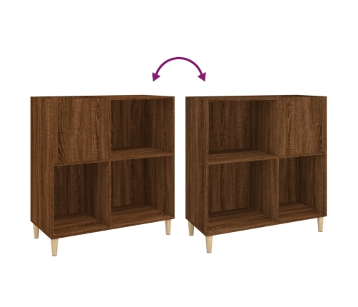 Mueble discos madera contrachapada roble marrón 84,5x38x89 cm