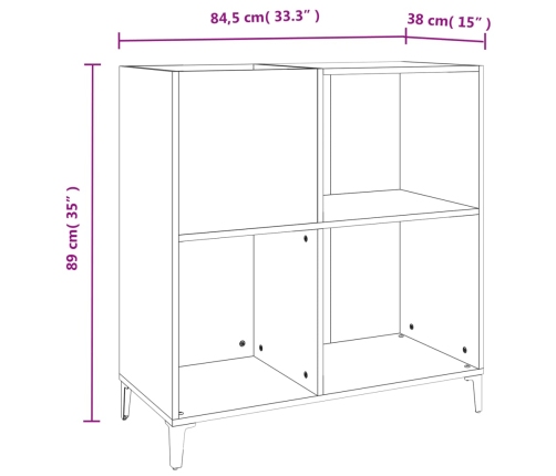 Mueble para discos madera contrachapada blanco 84,5x38x89 cm