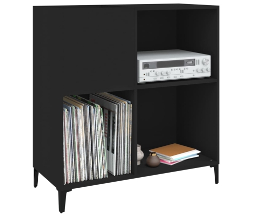 Mueble para discos madera contrachapada negro 84,5x38x89 cm