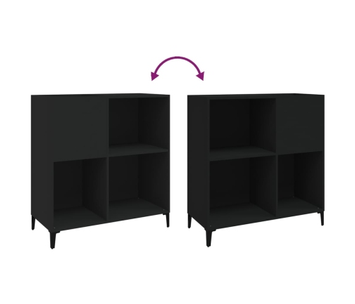 Mueble para discos madera contrachapada negro 84,5x38x89 cm