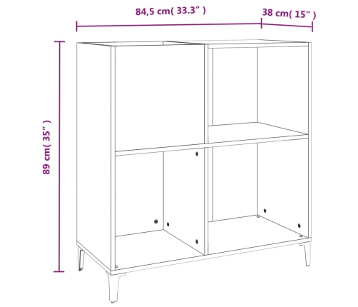 Mueble para discos madera contrachapada negro 84,5x38x89 cm