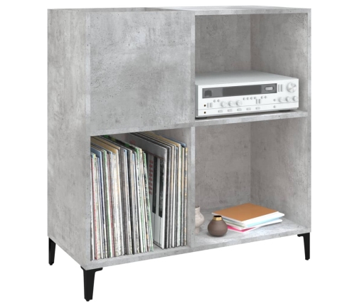 Mueble discos madera contrachapada gris hormigón 84,5x38x89 cm