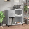 Mueble discos madera contrachapada gris hormigón 84,5x38x89 cm