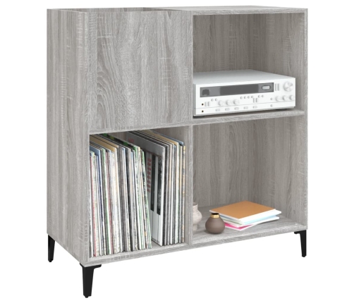 Mueble discos madera contrachapada gris Sonoma 84,5x38x89 cm