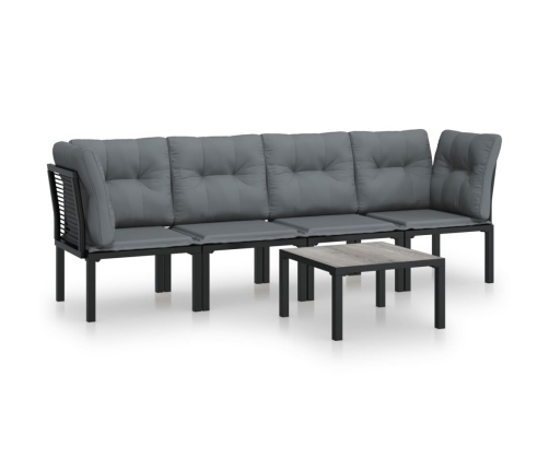 Juego de muebles de jardín 5 pzas ratán sintético negro y gris
