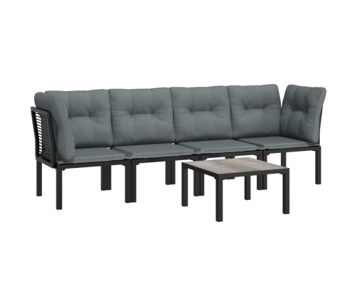 Juego de muebles de jardín 5 pzas ratán sintético negro y gris