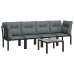 Juego de muebles de jardín 5 pzas ratán sintético negro y gris
